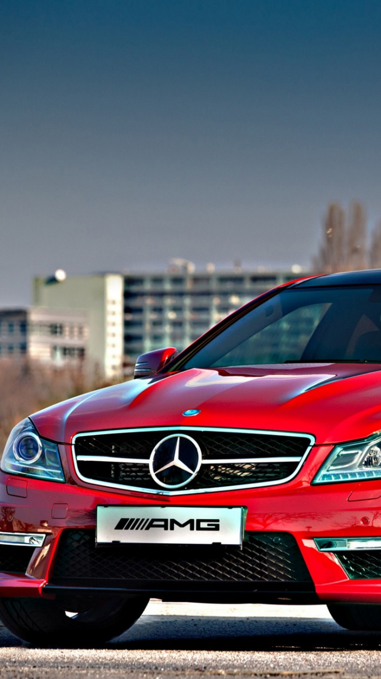 Red Mercedes Benz c Class. Wallpaper in 750x1334 Resolution