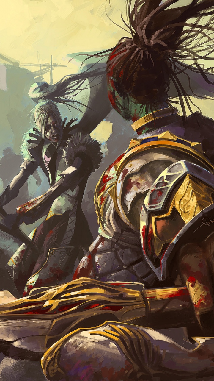 Mann im Schwarz-braunen Anzug Mit Schwert. Wallpaper in 720x1280 Resolution