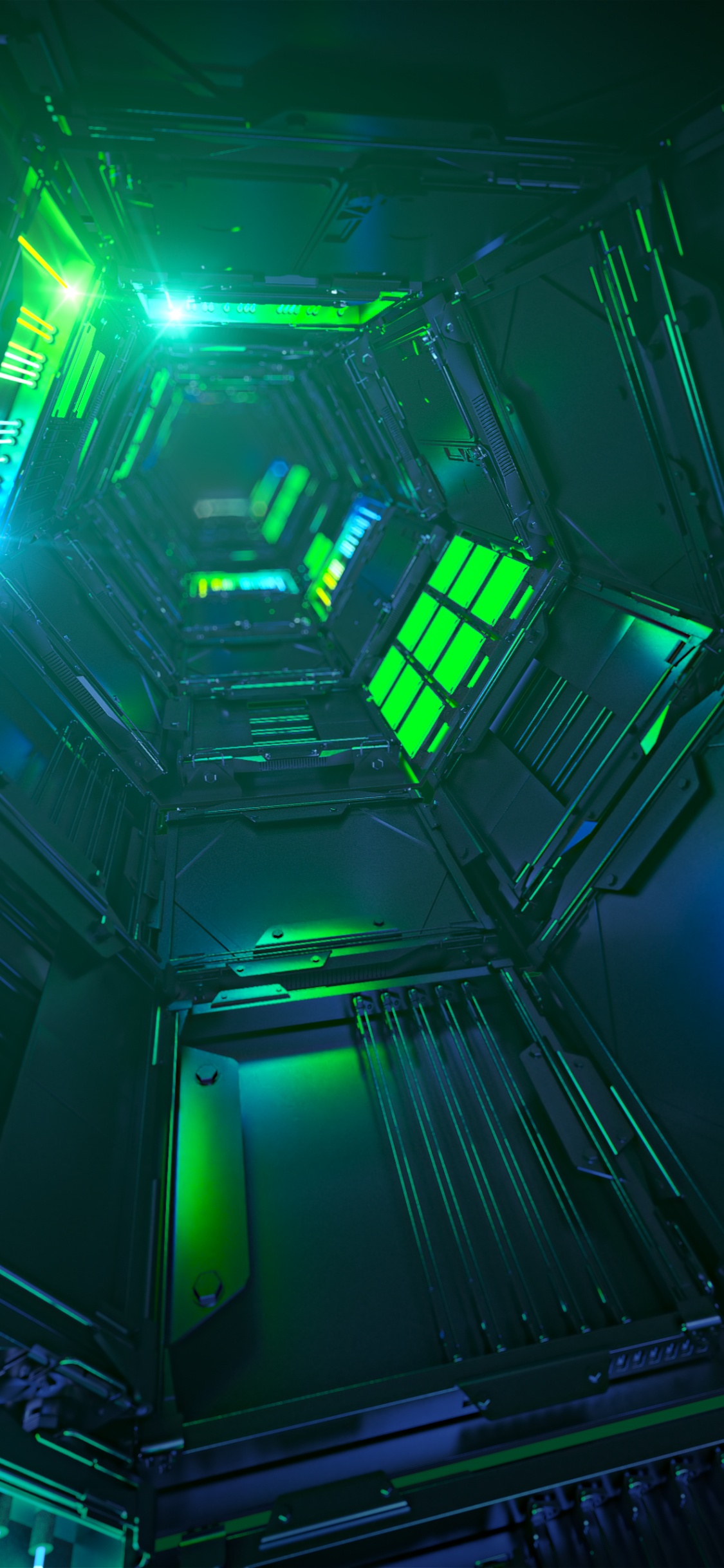 Razer Phone, Razer, Android, Green, Lumière. Wallpaper in 1125x2436 Resolution