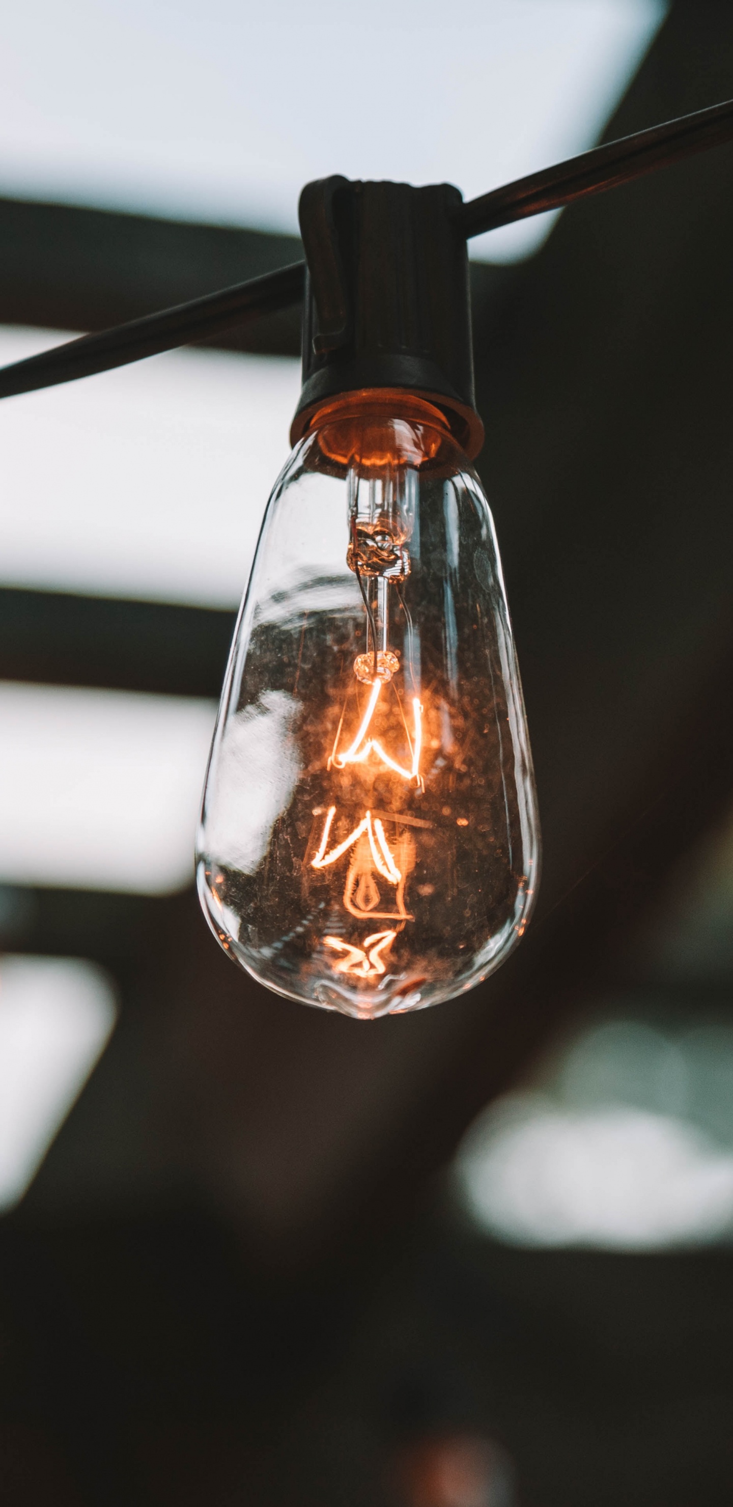 Turned on Light Bulb in Dark Room. Wallpaper in 1440x2960 Resolution