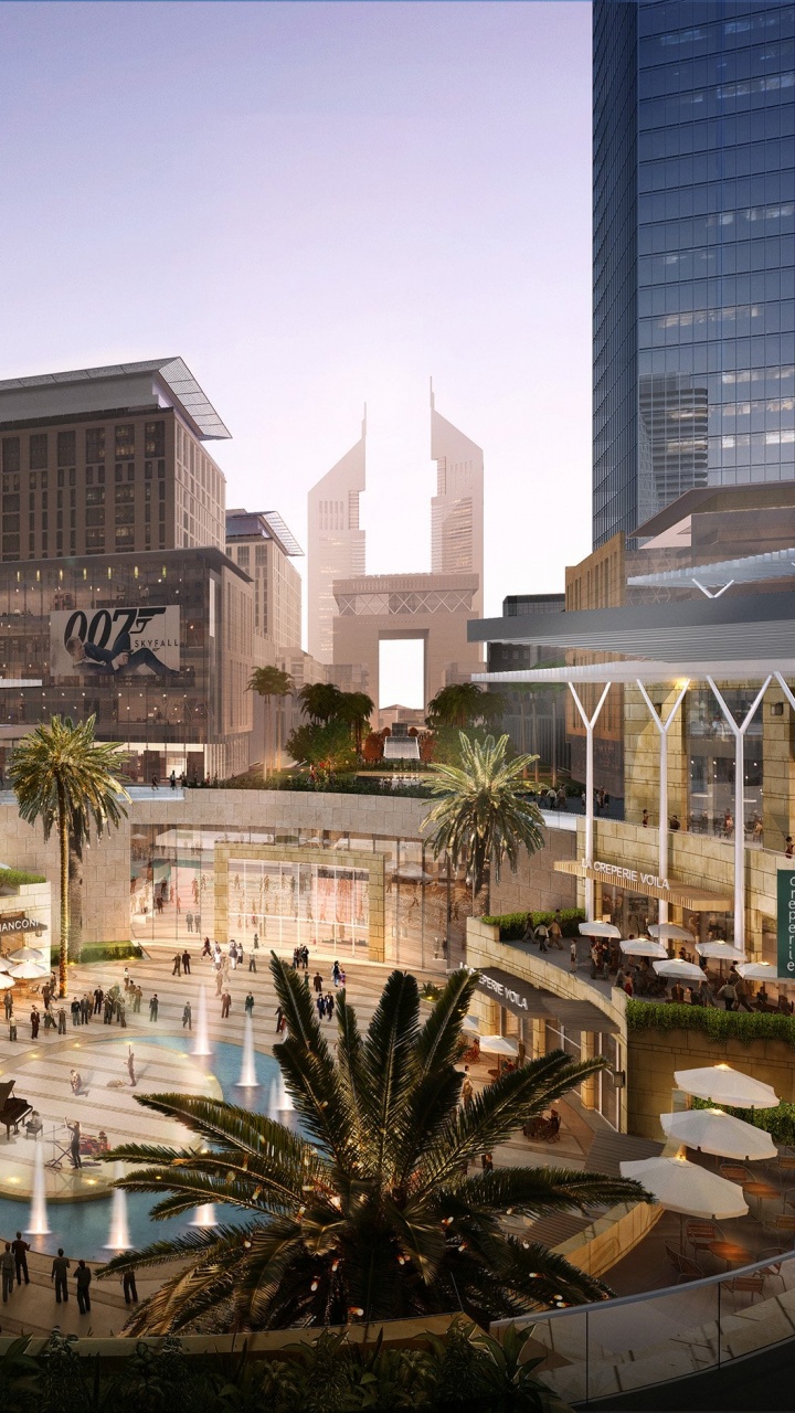 Grüne Palmen in Der Nähe Eines Weißen Betongebäudes Während Der Nacht Night. Wallpaper in 720x1280 Resolution