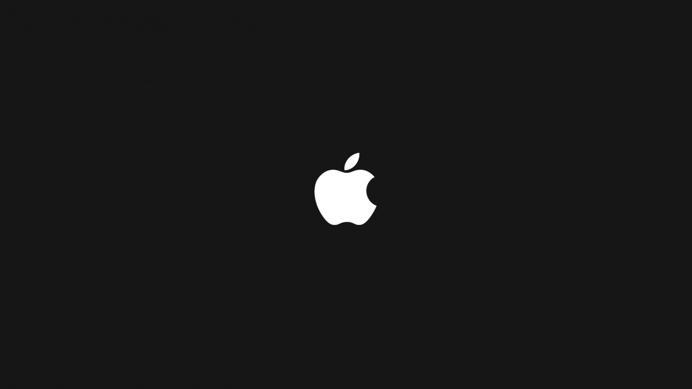 Apple, Firmenzeichen, Design, Schwarz, Monochrom. Wallpaper in 1366x768 Resolution