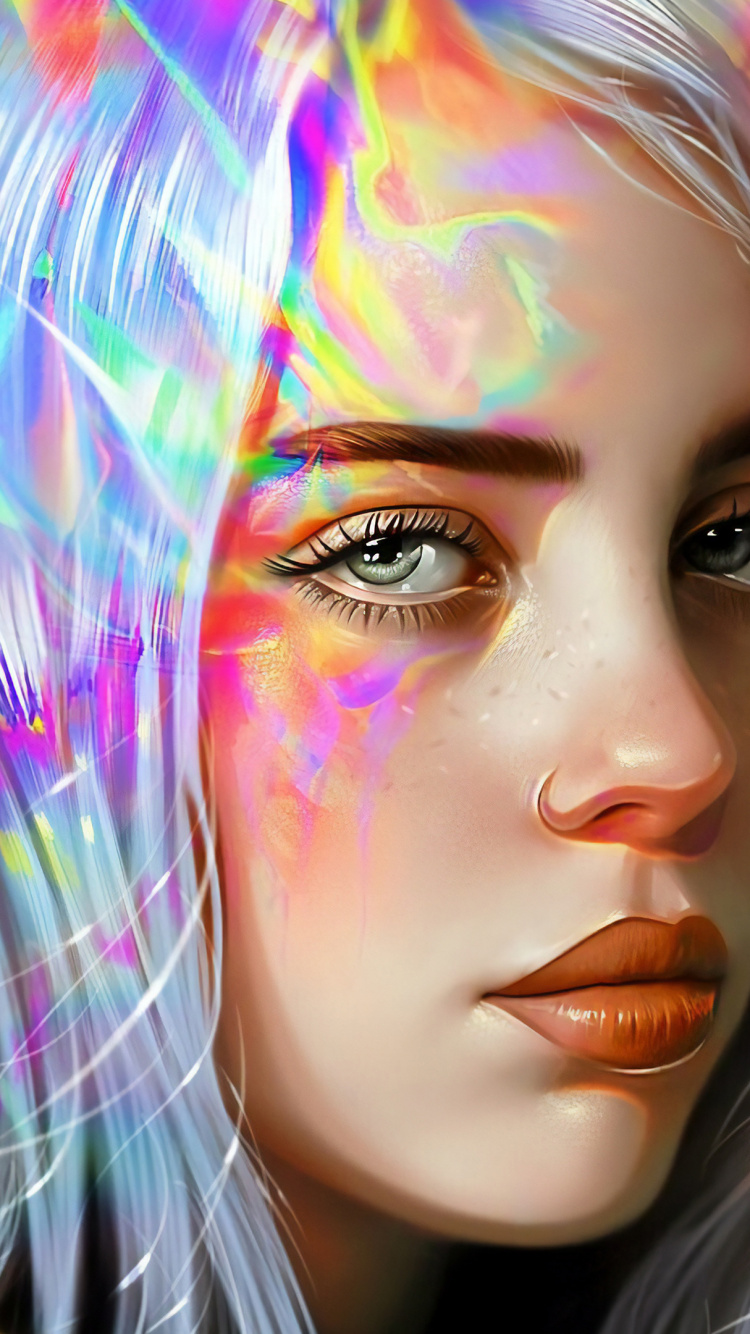 Billie Eilish, Lip, Colorfulness, Eyebrow, Hairstyle. Wallpaper in 750x1334 Resolution