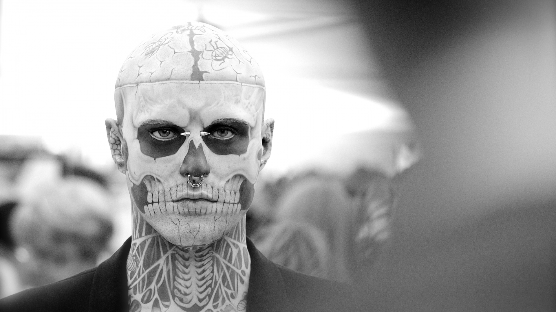 Zombie, Front, L'homme, Face, Noir et Blanc. Wallpaper in 1920x1080 Resolution
