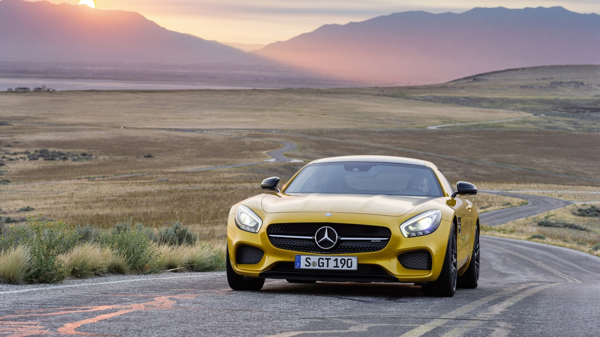 Yellow Mercedes Benz Car on Road During Daytime. Wallpaper in 1920x1080 Resolution