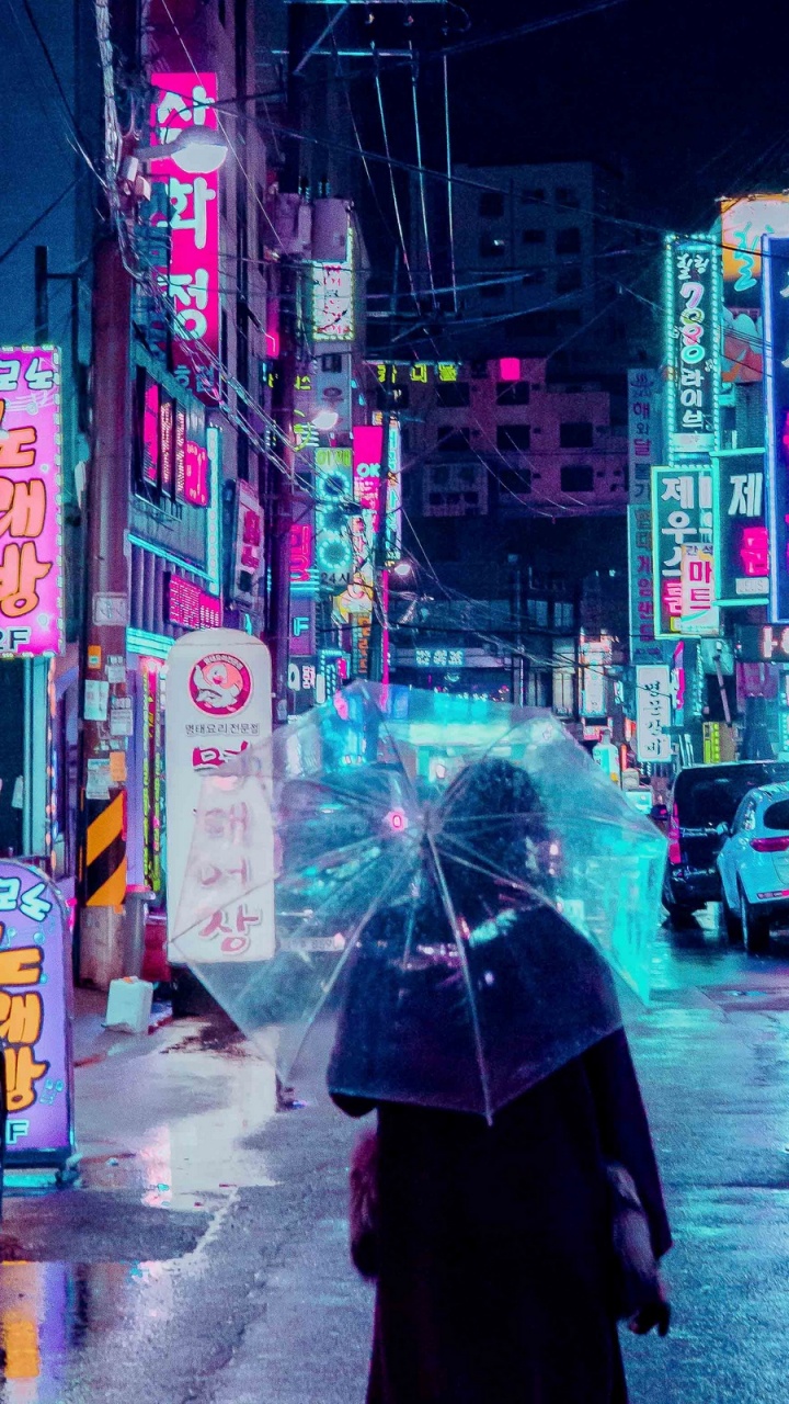 紫色的, 街, 大都会, 城市景观, 霓虹灯 壁纸 720x1280 允许