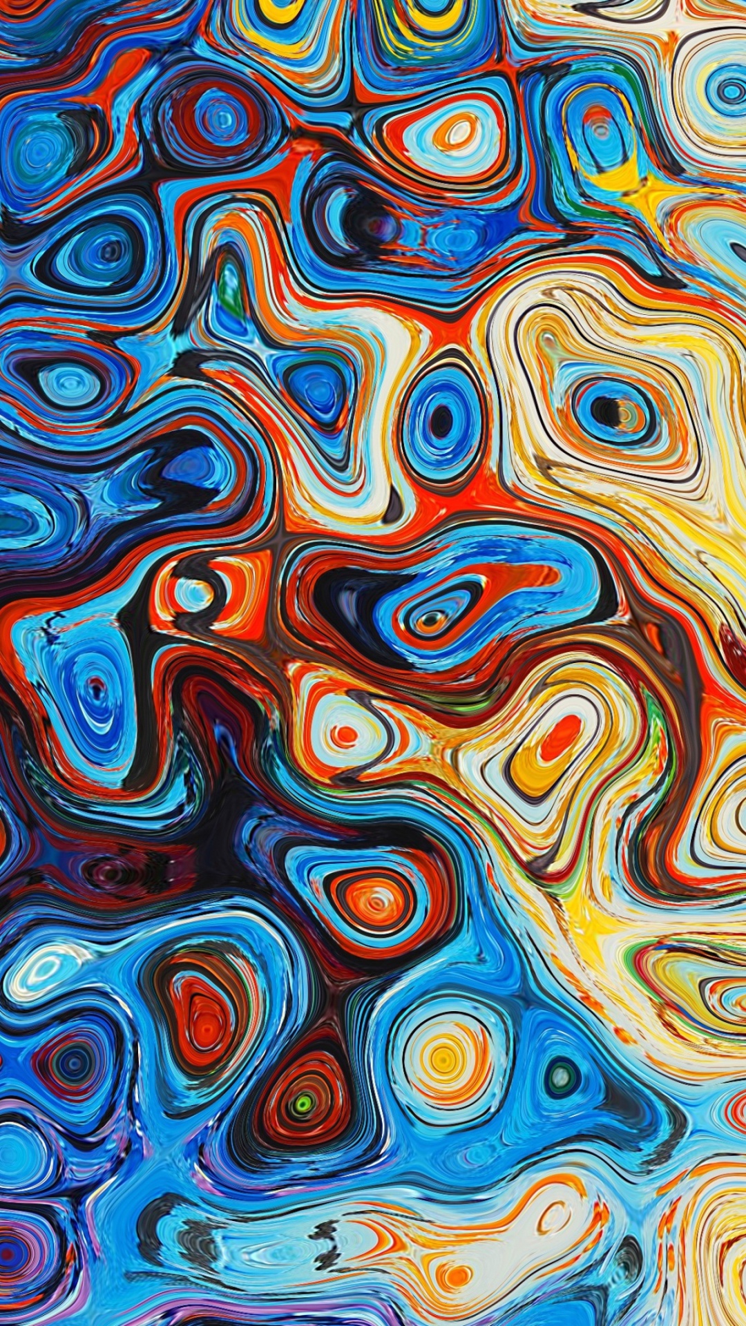 Blaue, Gelbe Und Schwarze Abstrakte Malerei. Wallpaper in 1080x1920 Resolution