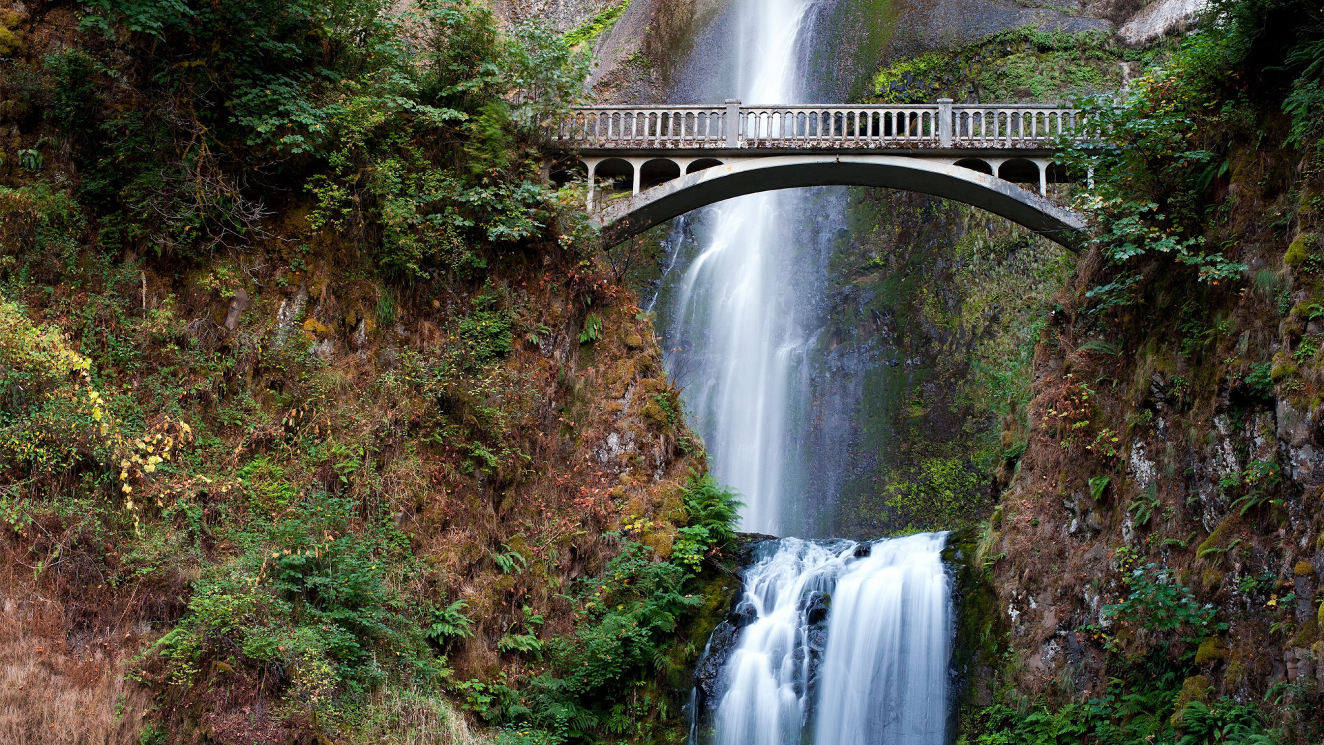 Waterfalls Under Bridge During Daytime. Wallpaper in 1920x1080 Resolution
