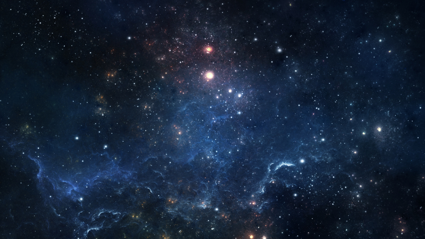 Blue and White Starry Night Sky. Wallpaper in 1366x768 Resolution