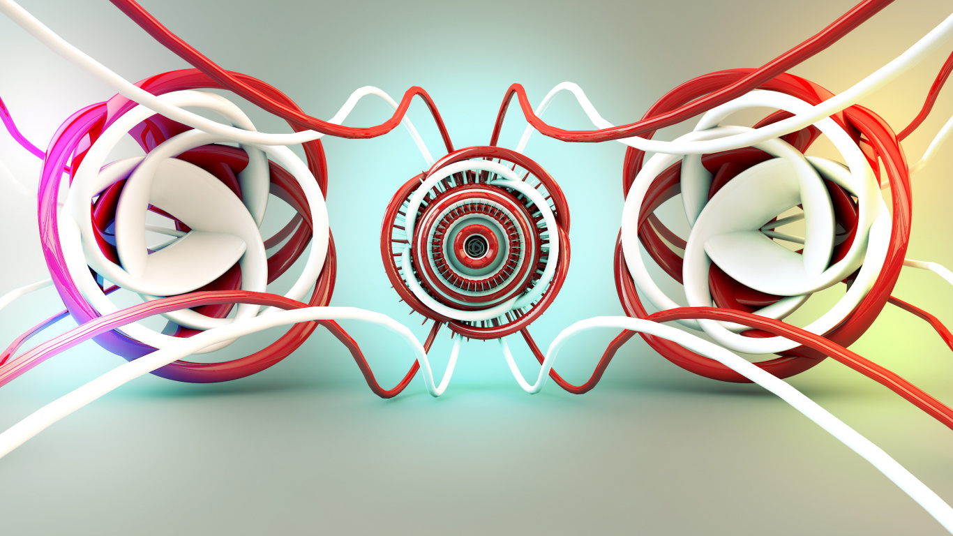 Roue de Vélo en Plastique Blanc et Rouge. Wallpaper in 1366x768 Resolution