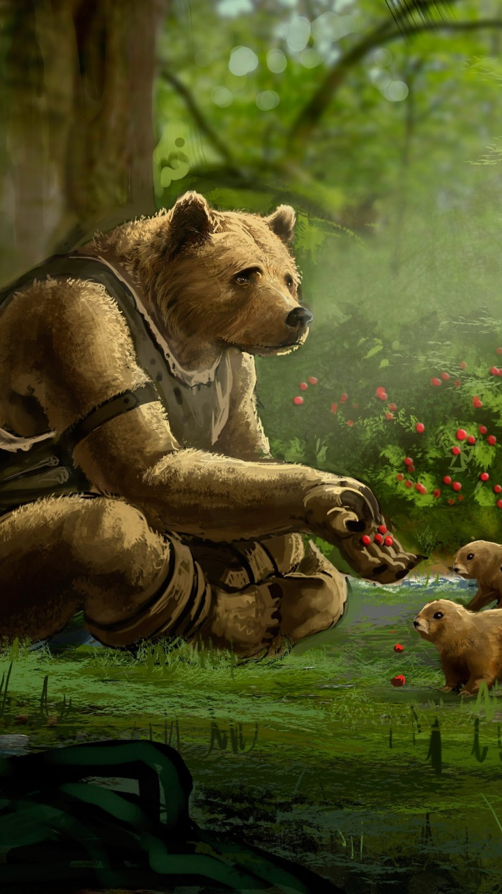 Löwe Und Löwin Auf Grüner Wiese. Wallpaper in 720x1280 Resolution