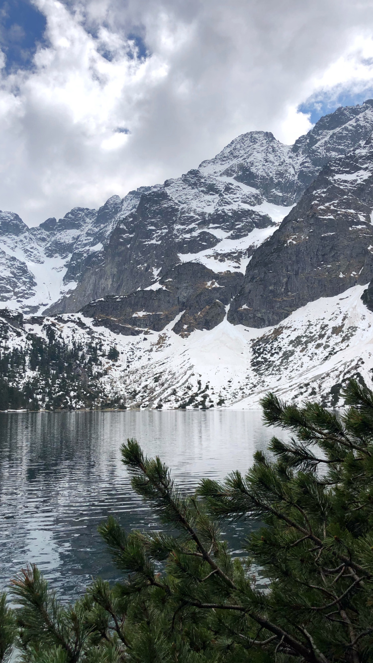 Morskie Oko, Mountainous Landforms, Mountain Range, Cloud, Highland. Wallpaper in 750x1334 Resolution
