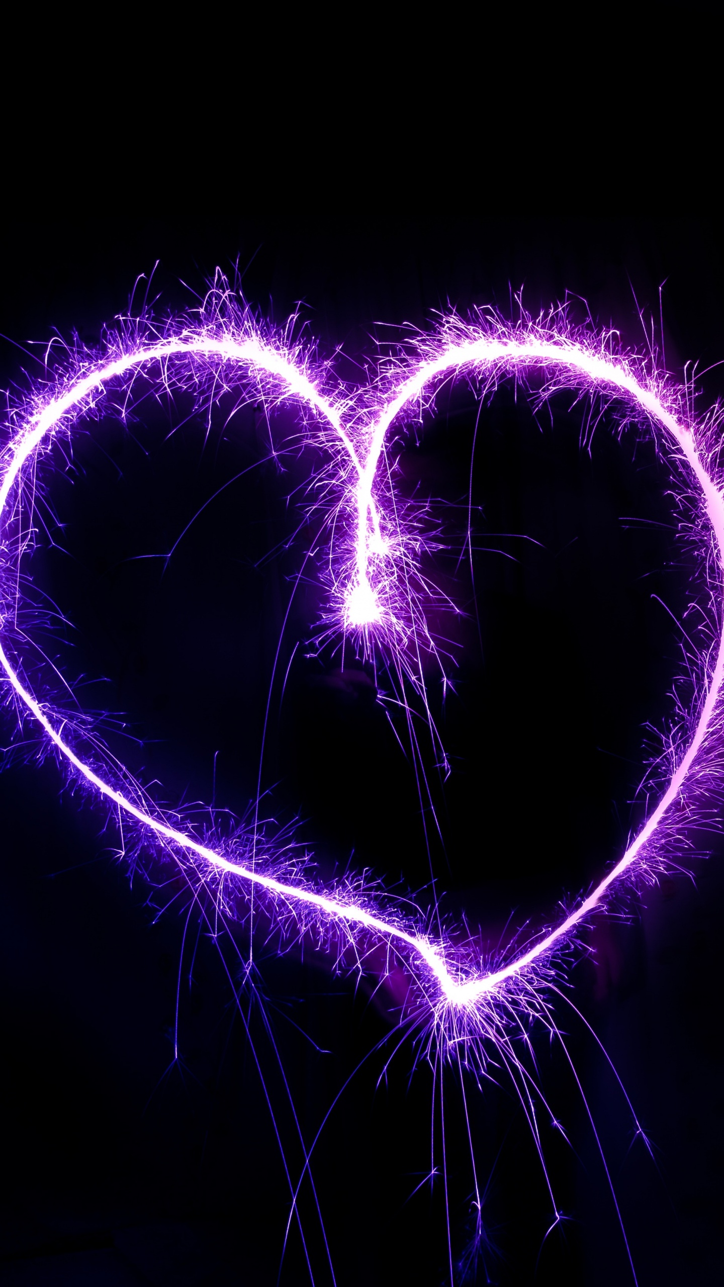 Herzen, Purpur, Licht, Veilchen, Neon. Wallpaper in 1440x2560 Resolution