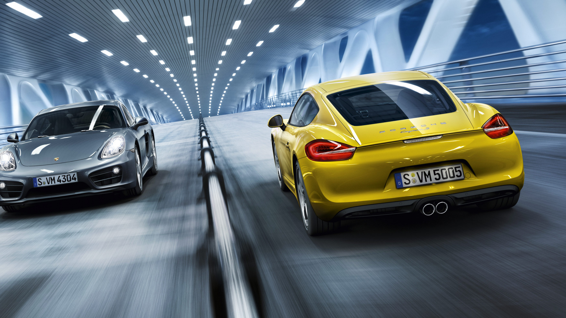 Yellow Porsche 911 Parked in Tunnel. Wallpaper in 1920x1080 Resolution