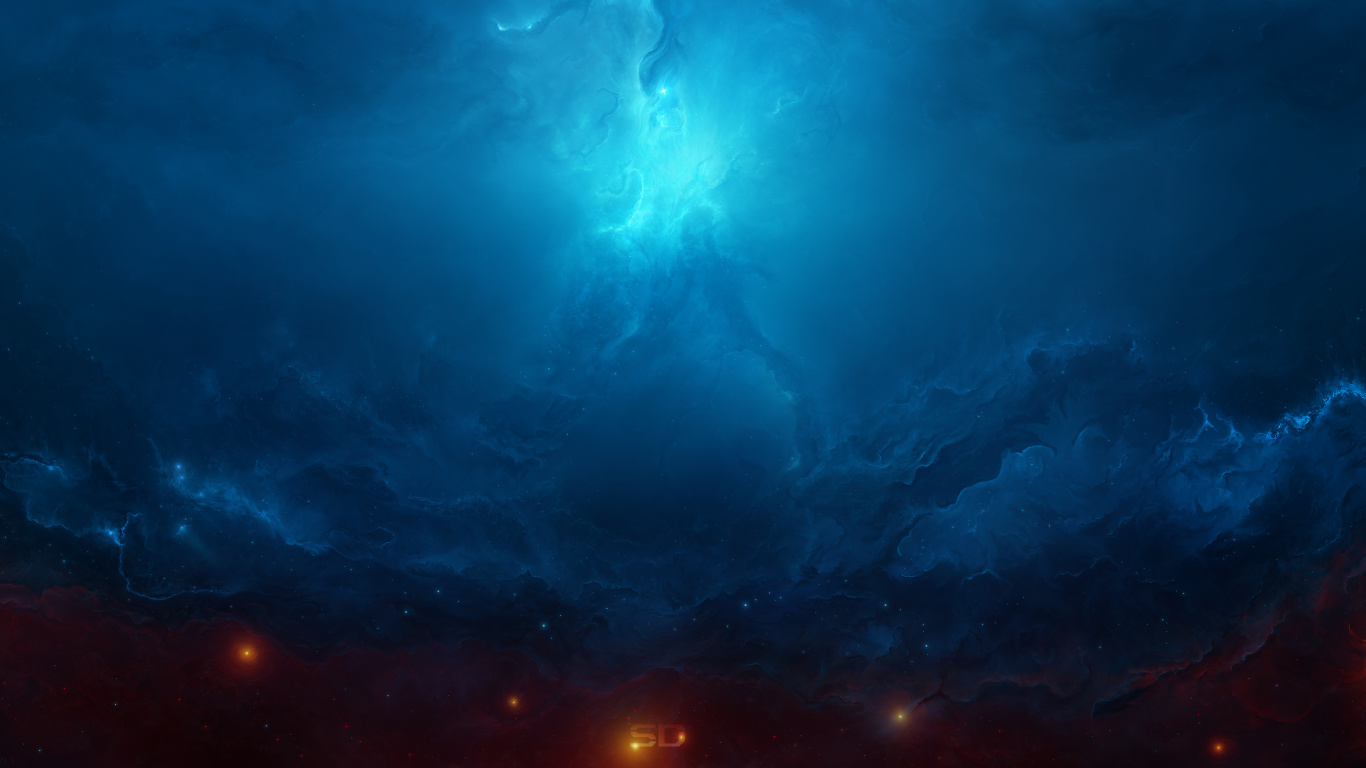 Blue and White Abstract Painting. Wallpaper in 1366x768 Resolution