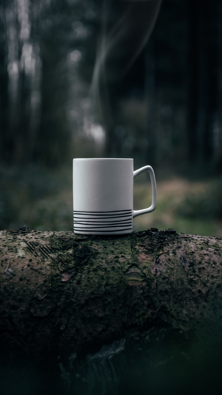 Taza de Cerámica Blanca Sobre Roca Marrón. Wallpaper in 720x1280 Resolution