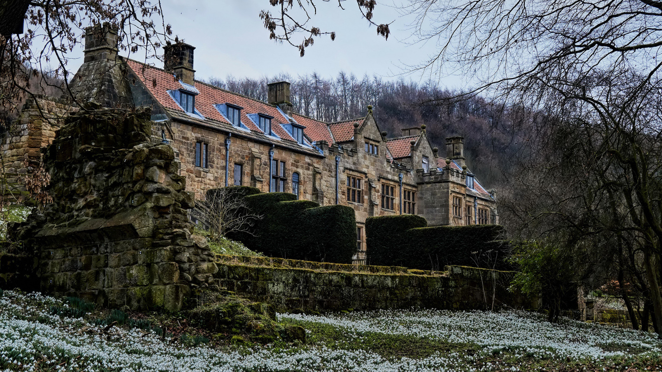 Edificio de Hormigón Marrón Cerca Del Campo de Hierba Verde Durante el Día. Wallpaper in 1366x768 Resolution