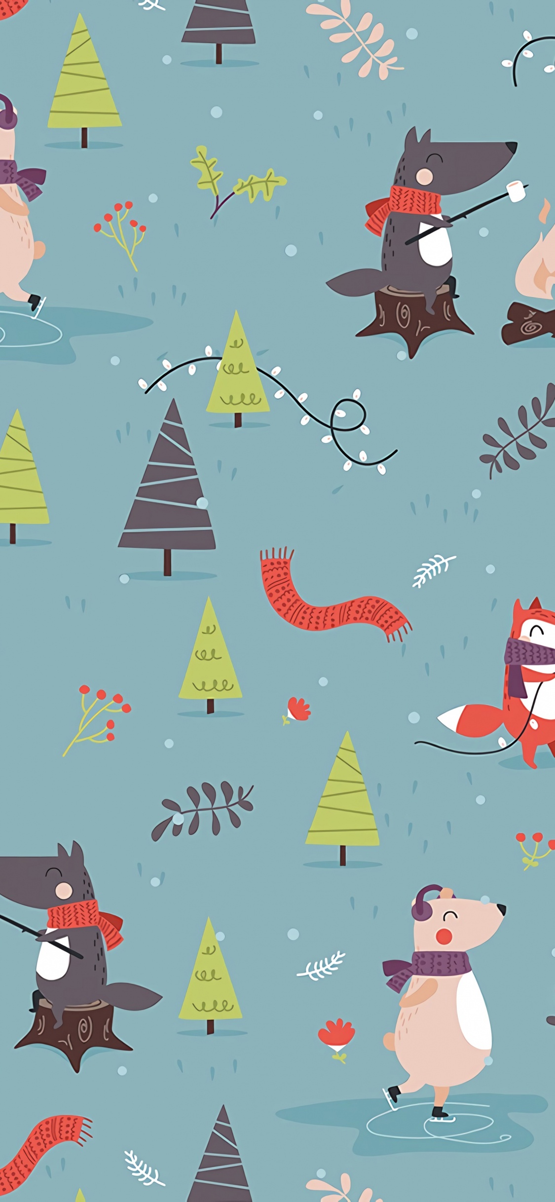 Textile Imprimé Oiseaux Bleu et Rouge. Wallpaper in 1125x2436 Resolution