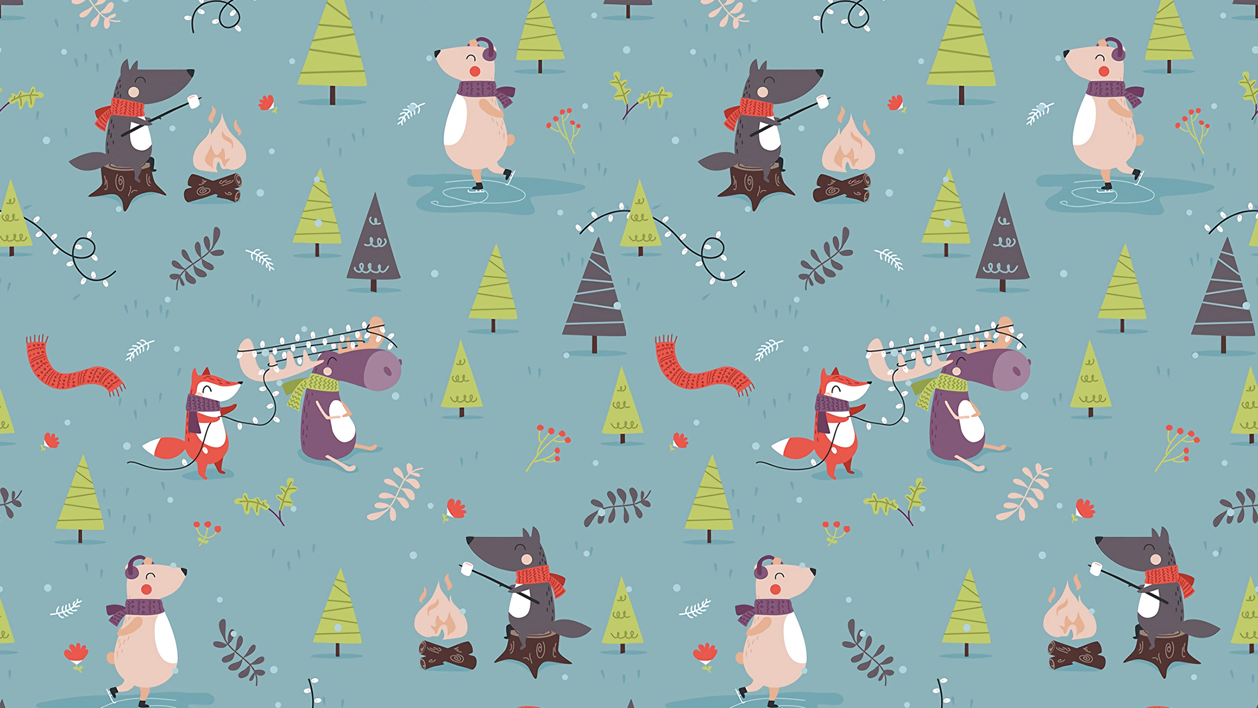 Stoff Mit Blauem Und Rotem Vogeldruck. Wallpaper in 2560x1440 Resolution