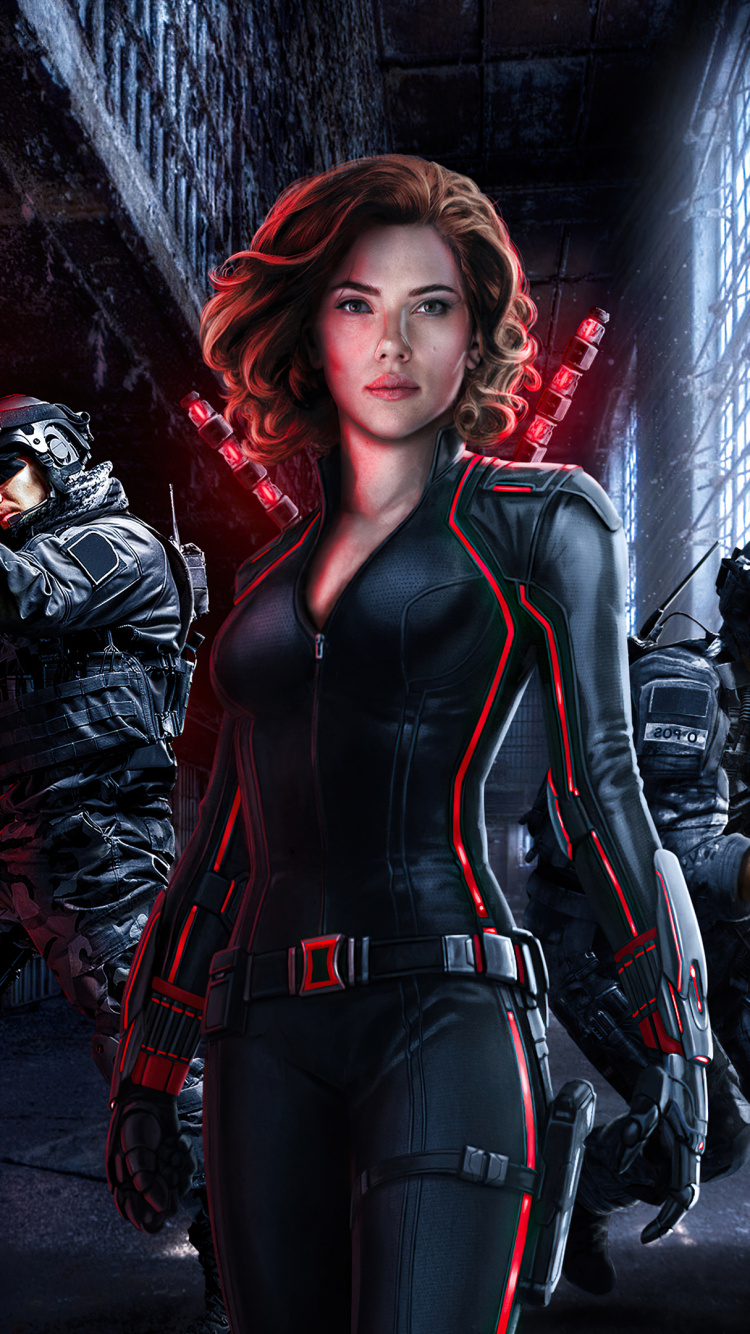 Black Widow, Scarlett Johansson, Avengers Age of Ultron, Natasha Romanoff, Cartoon. Wallpaper in 750x1334 Resolution