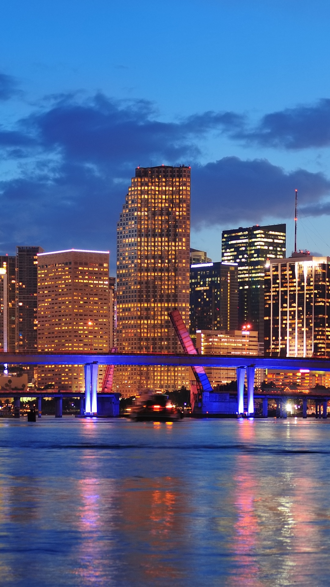 City Skyline Across Body of Water During Night Time. Wallpaper in 1080x1920 Resolution