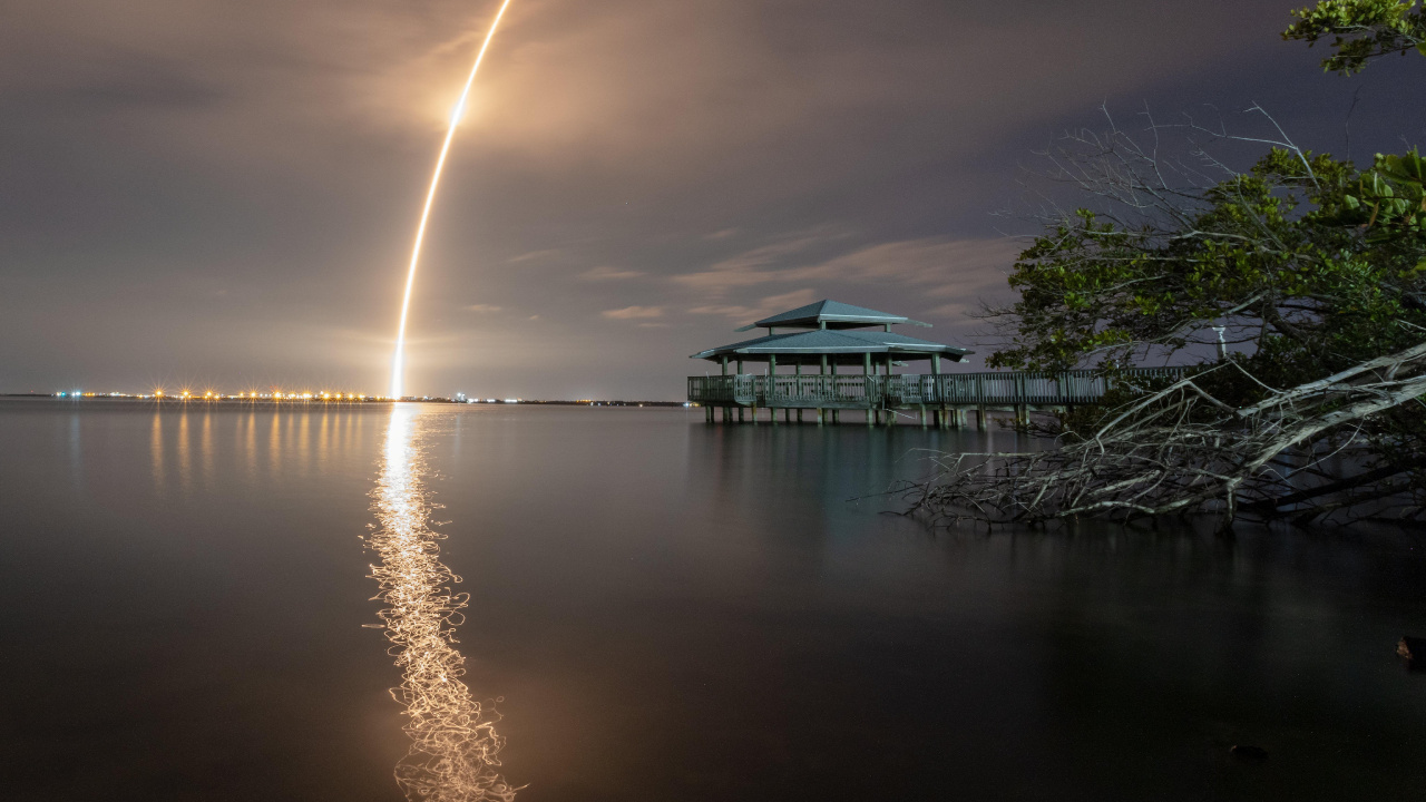 Reflection, Poster, Starlink, Art, Rocket. Wallpaper in 1280x720 Resolution