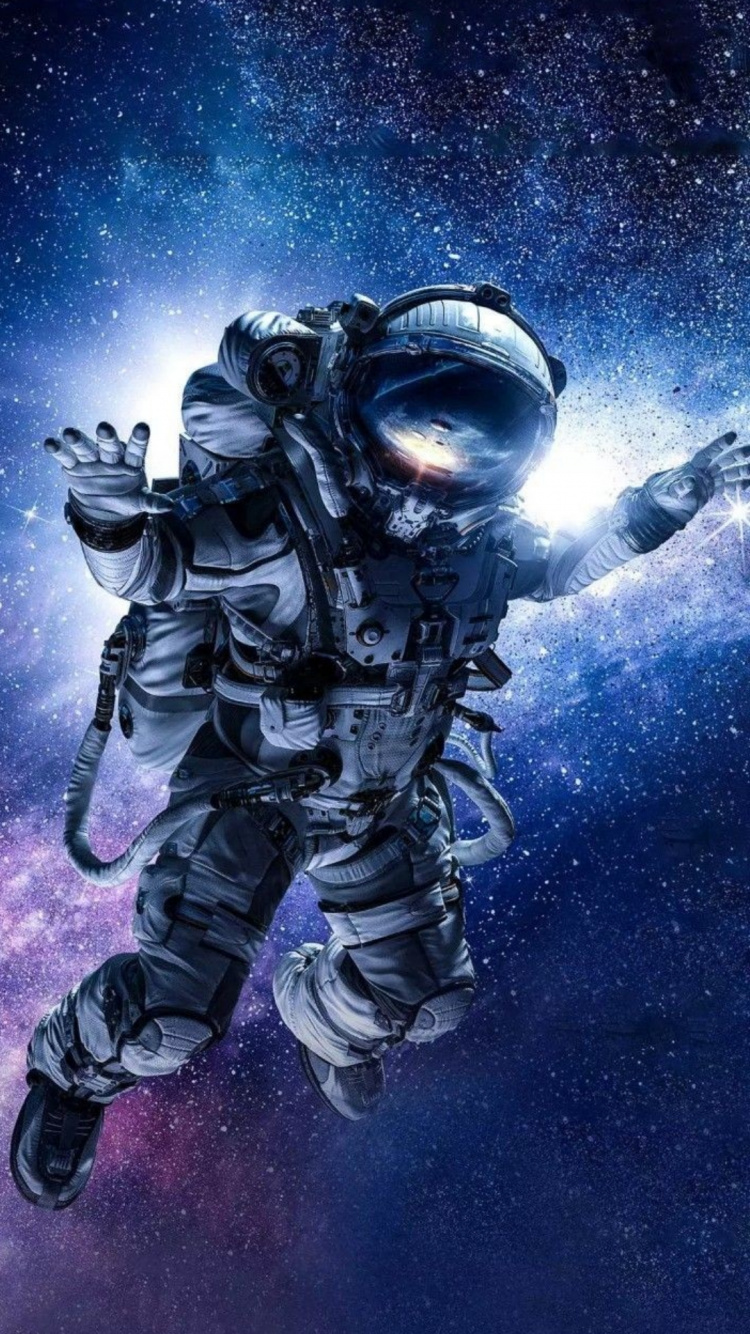 Astronaut, Outer Space, Spacecraft, Illustration, Graphic Design. Wallpaper in 750x1334 Resolution