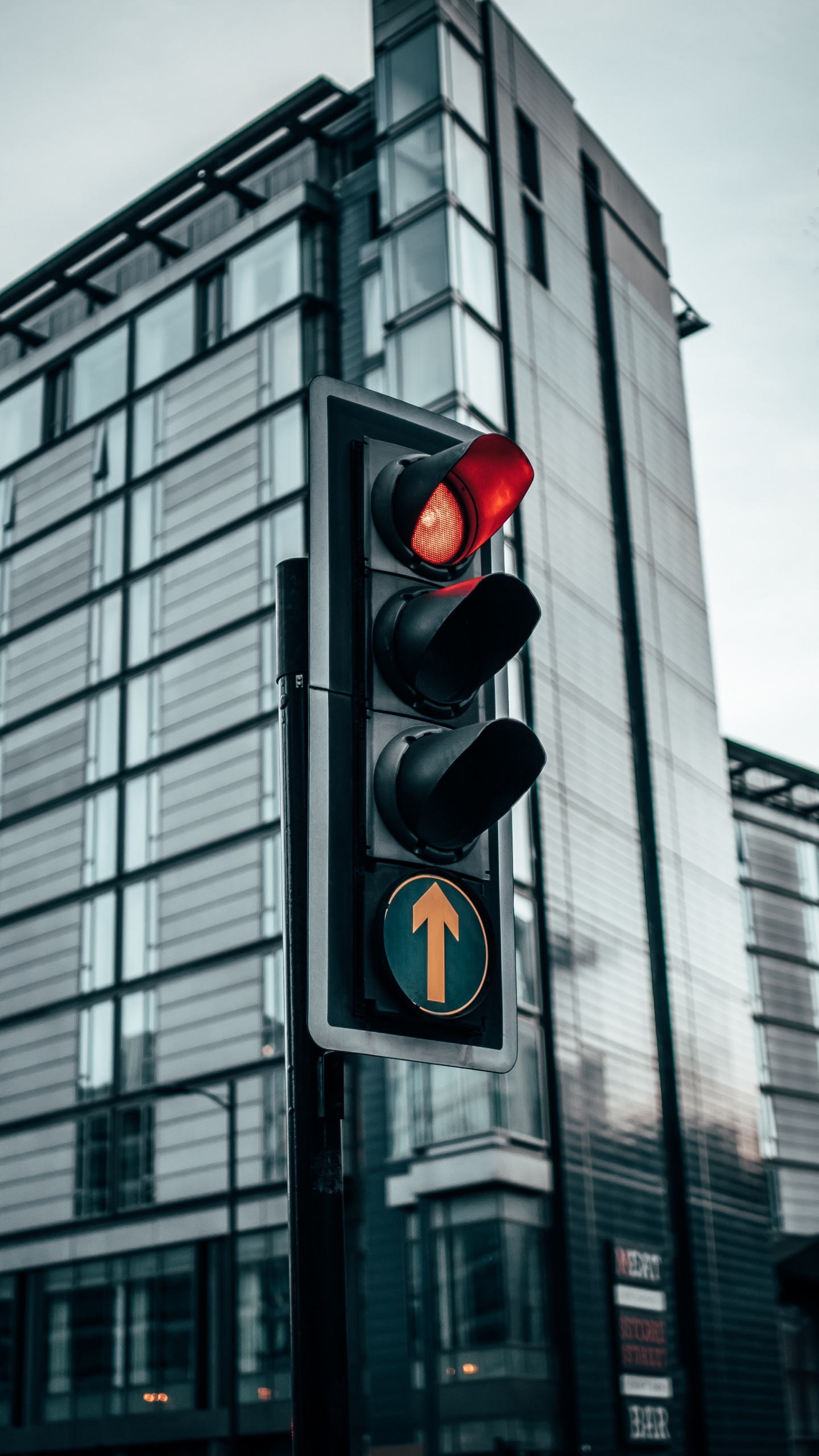 Black Traffic Light on Red Light. Wallpaper in 1440x2560 Resolution