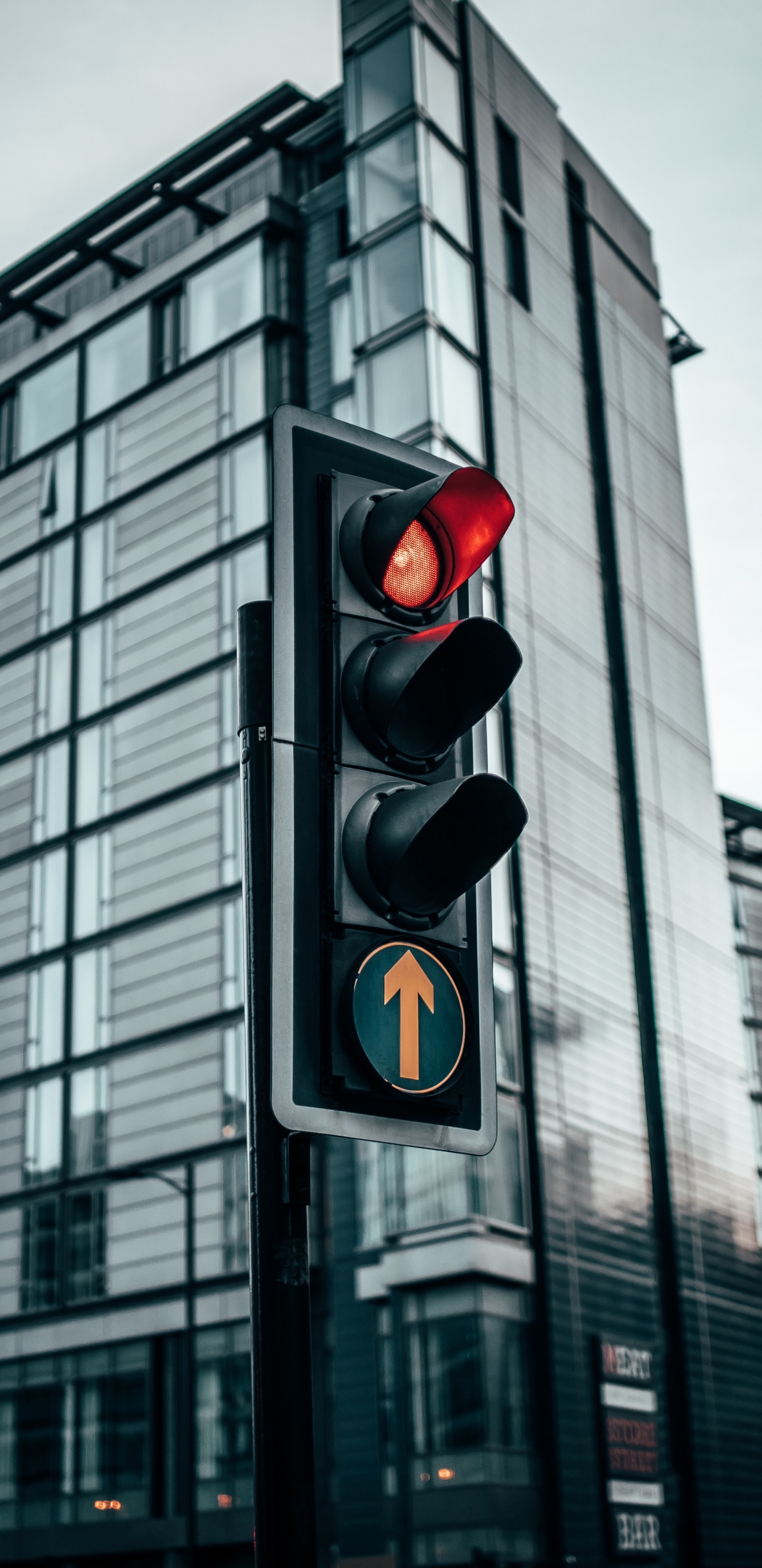 Black Traffic Light on Red Light. Wallpaper in 1440x2960 Resolution
