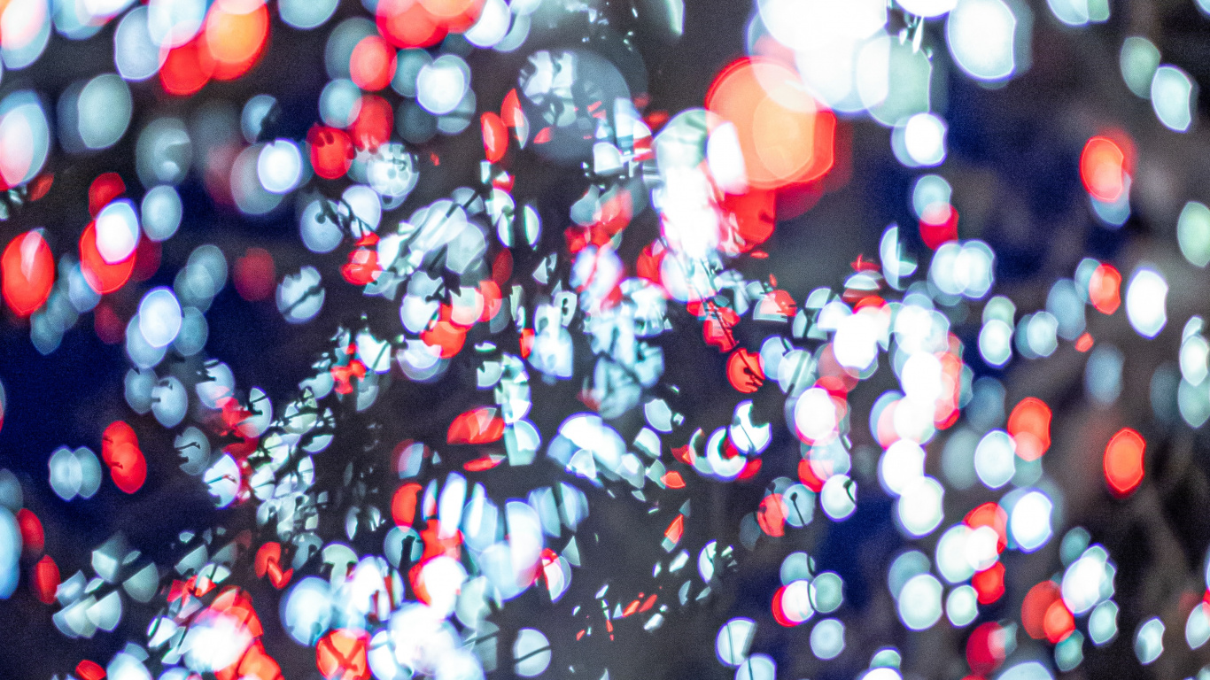Luces Bokeh Rojas y Blancas. Wallpaper in 1366x768 Resolution