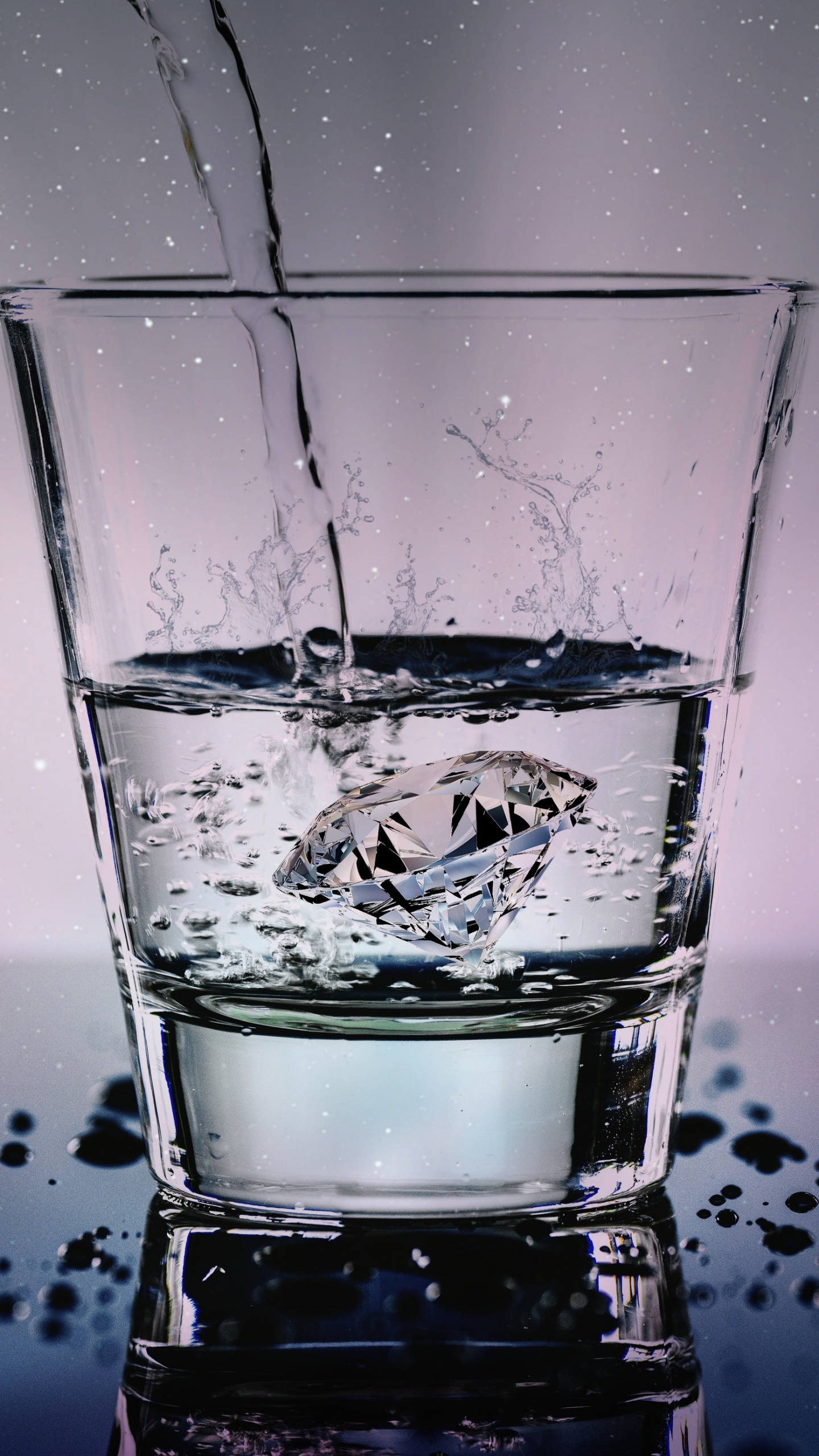 Agua en Vaso Transparente. Wallpaper in 1440x2560 Resolution