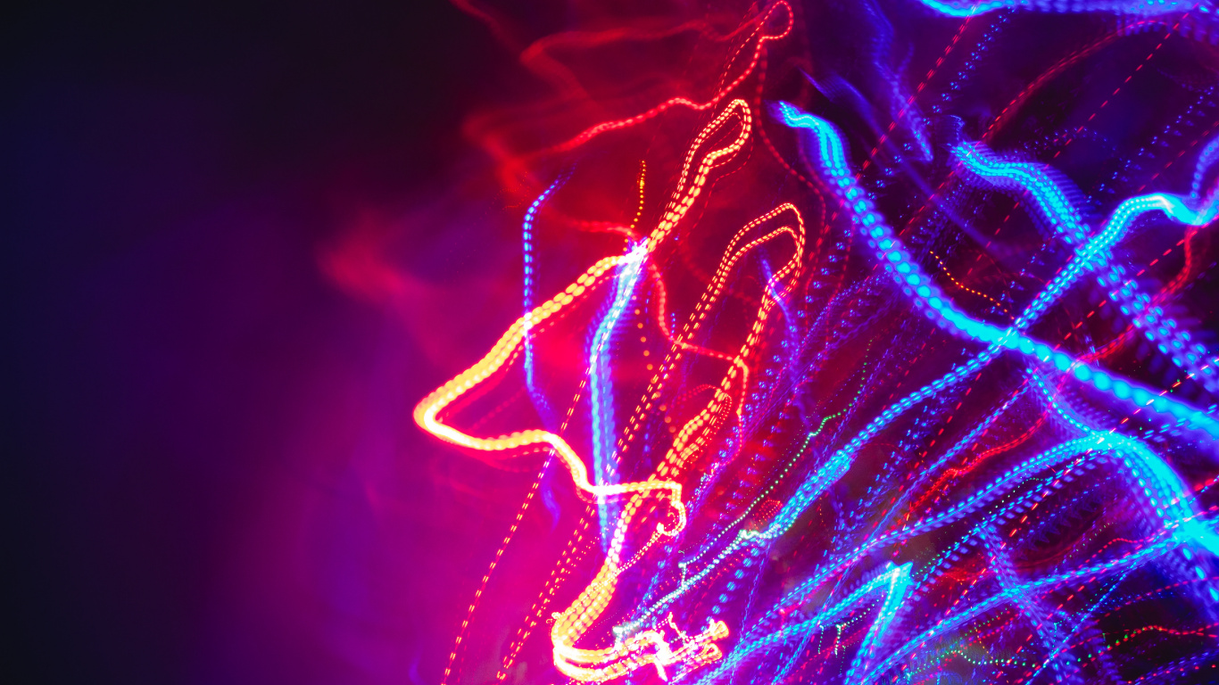 Digitale Tapete Mit Rotem Und Blauem Licht. Wallpaper in 1366x768 Resolution