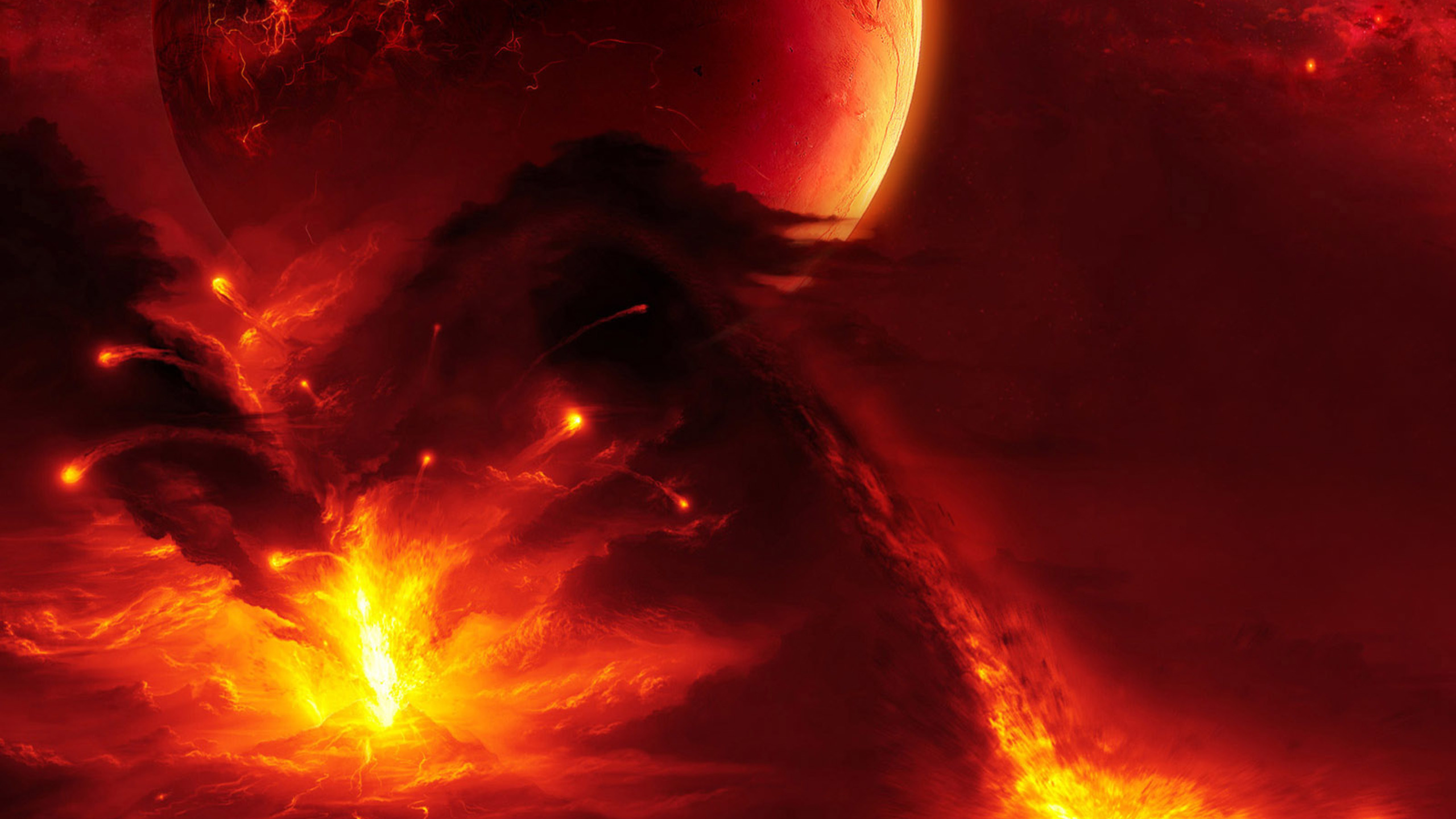 Peinture Abstraite Rouge et Noire. Wallpaper in 2560x1440 Resolution