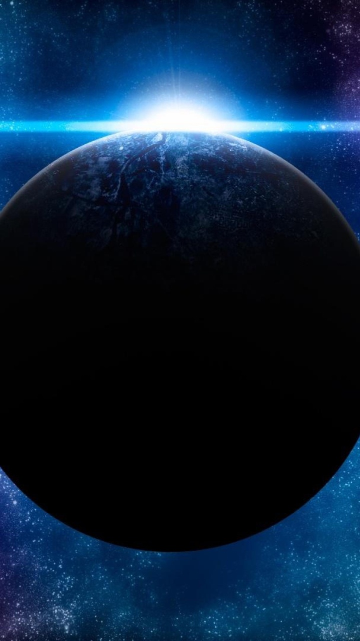 Black Round Ball on Blue and Purple Surface. Wallpaper in 720x1280 Resolution