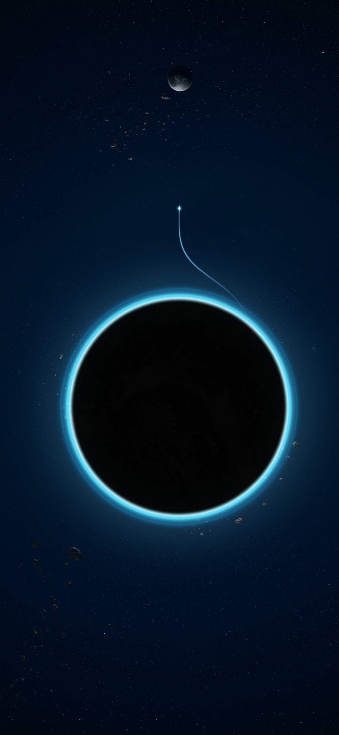 Lumière Ronde Blanche Sur Ciel Bleu. Wallpaper in 1125x2436 Resolution