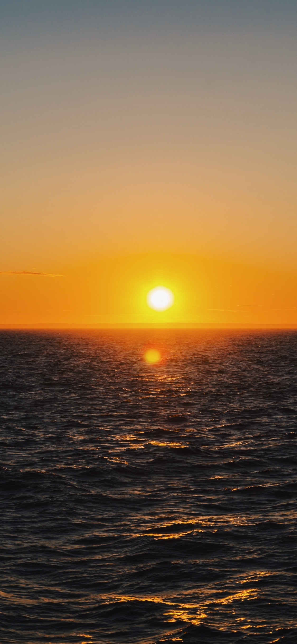 Sunset, Sea, Ocean, Sunrise, Horizon. Wallpaper in 1125x2436 Resolution