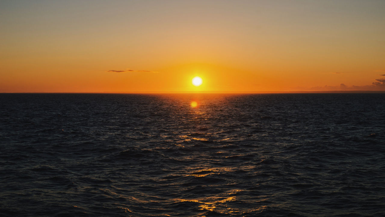 Sunset, Sea, Ocean, Sunrise, Horizon. Wallpaper in 1280x720 Resolution