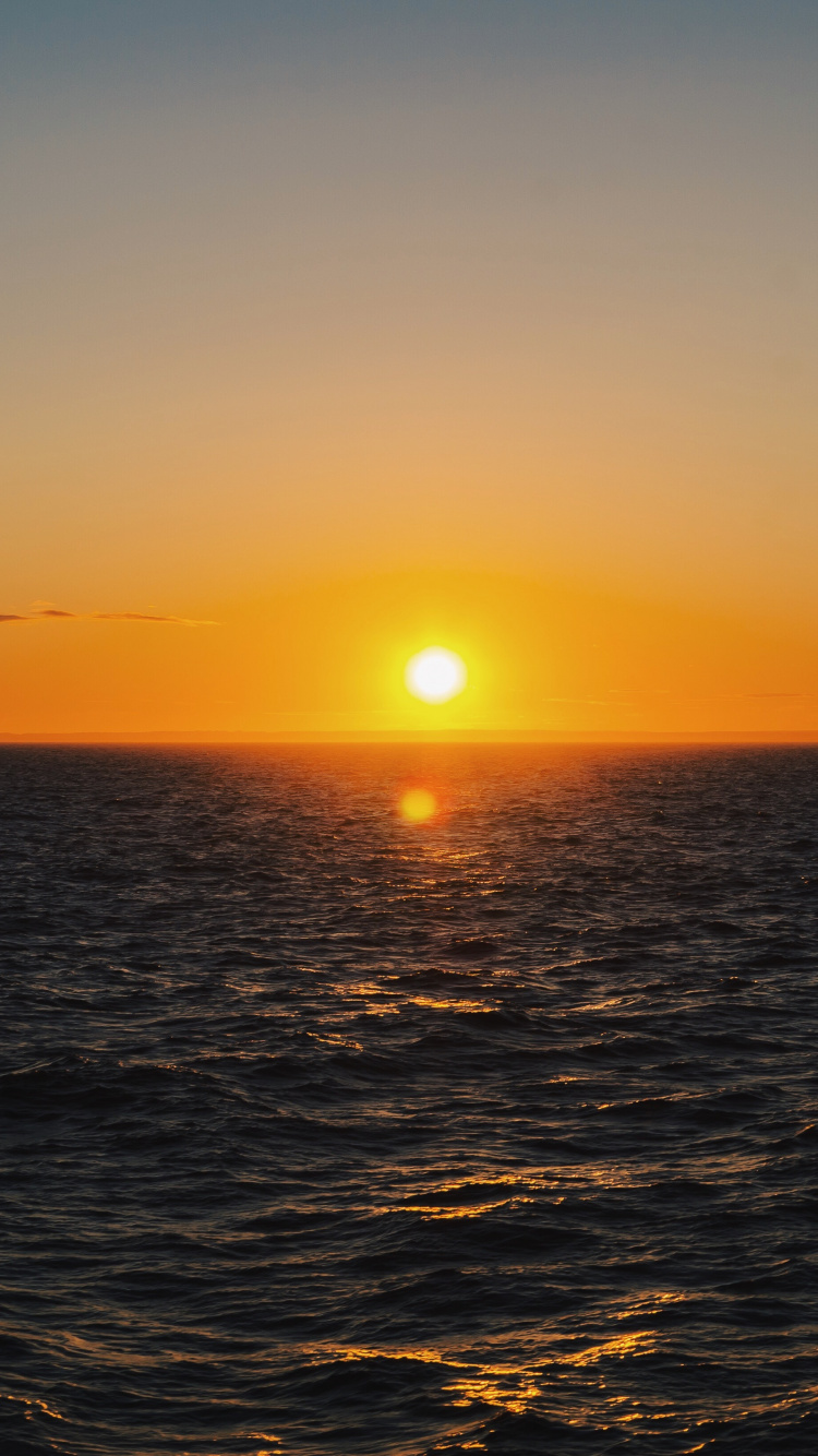 Sunset, Sea, Ocean, Sunrise, Horizon. Wallpaper in 750x1334 Resolution