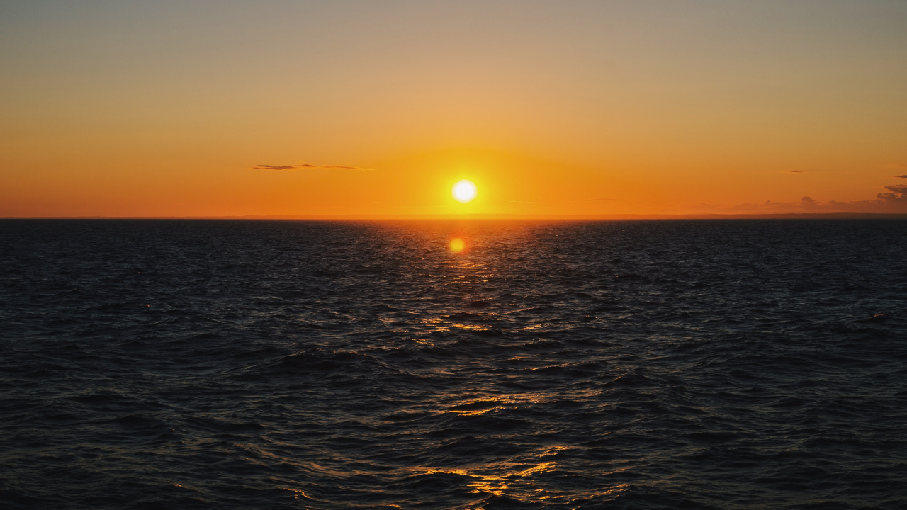 日落, 大海, 海洋, 日出, 地平线 壁纸 1280x720 允许