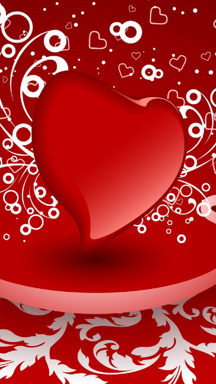 el Día de San Valentín, el 14 de Febrero, Rojo, Coraz, Amor. Wallpaper in 750x1334 Resolution