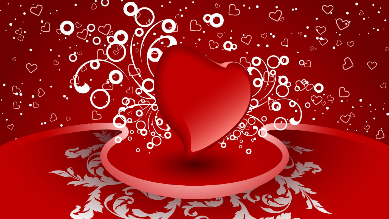 Valentines Day, February 14, Red, Heart, Love. Wallpaper in 1366x768 Resolution