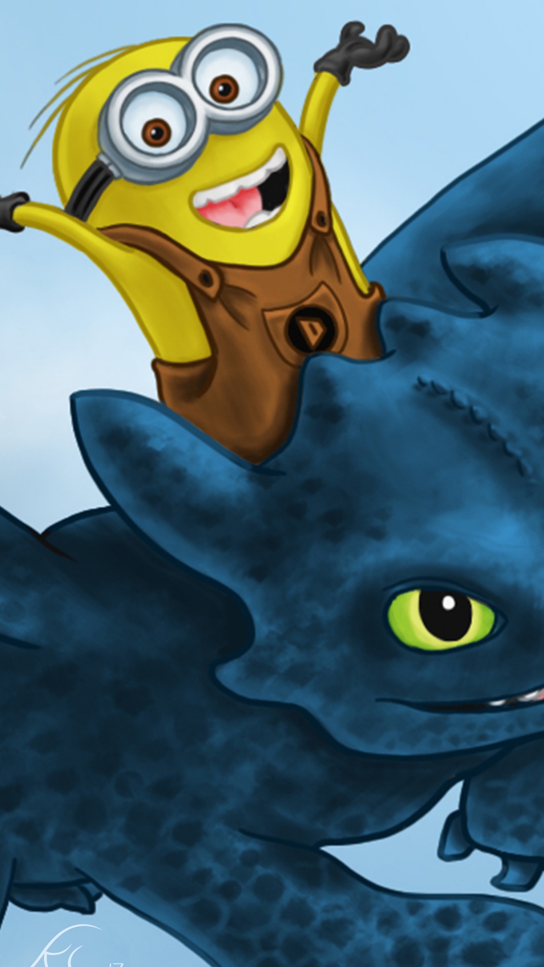 Blue and Yellow Dragon Illustration. Wallpaper in 1080x1920 Resolution