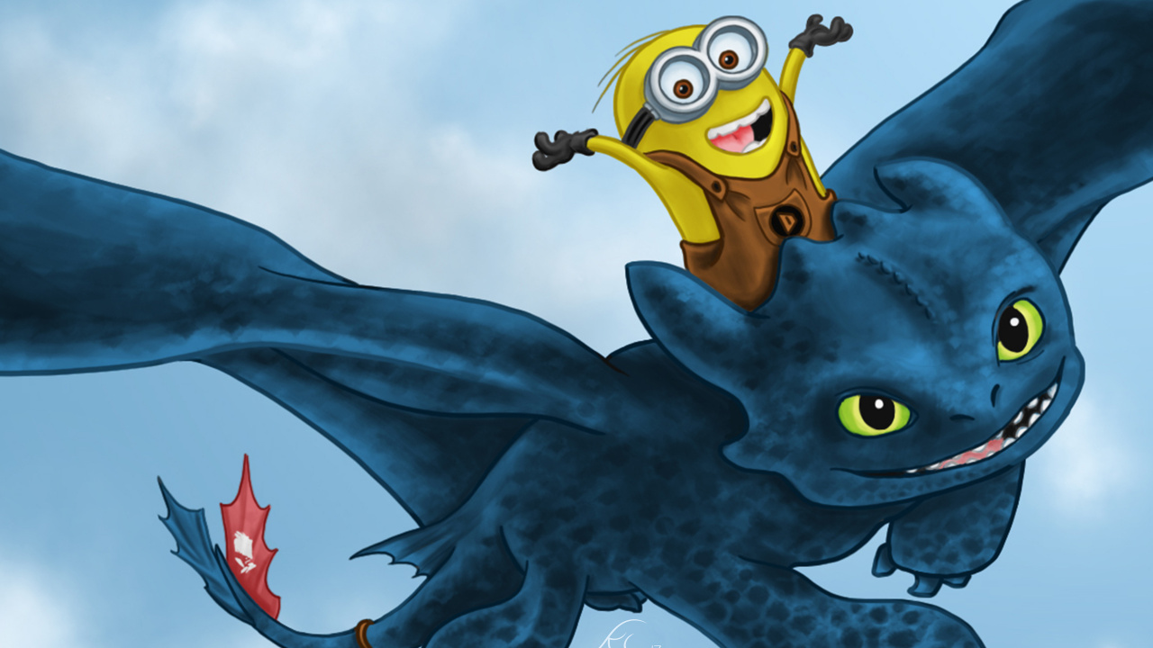 Illustration de Dragon Bleu et Jaune. Wallpaper in 1280x720 Resolution