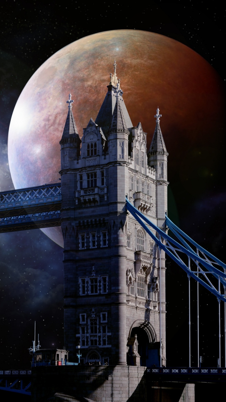 Graue Betonbrücke Unter Sternennacht. Wallpaper in 750x1334 Resolution