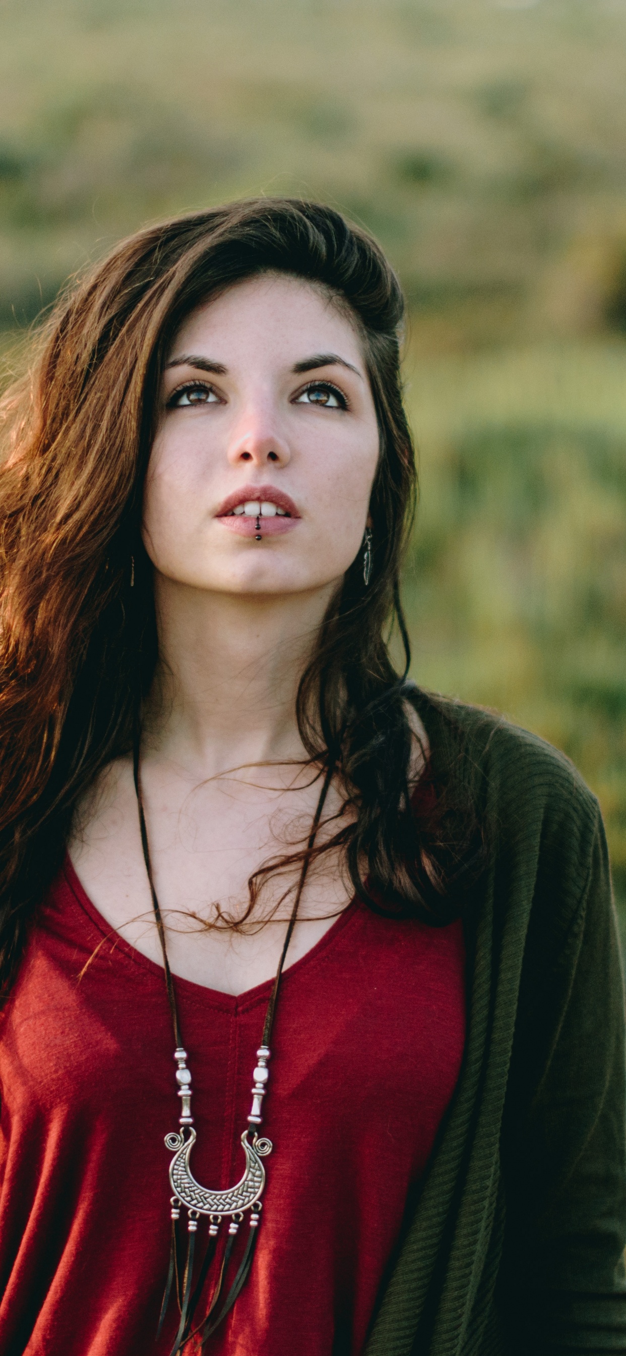 Beauty, Long Hair, Hairstyle, Girl, Grasses. Wallpaper in 1242x2688 Resolution