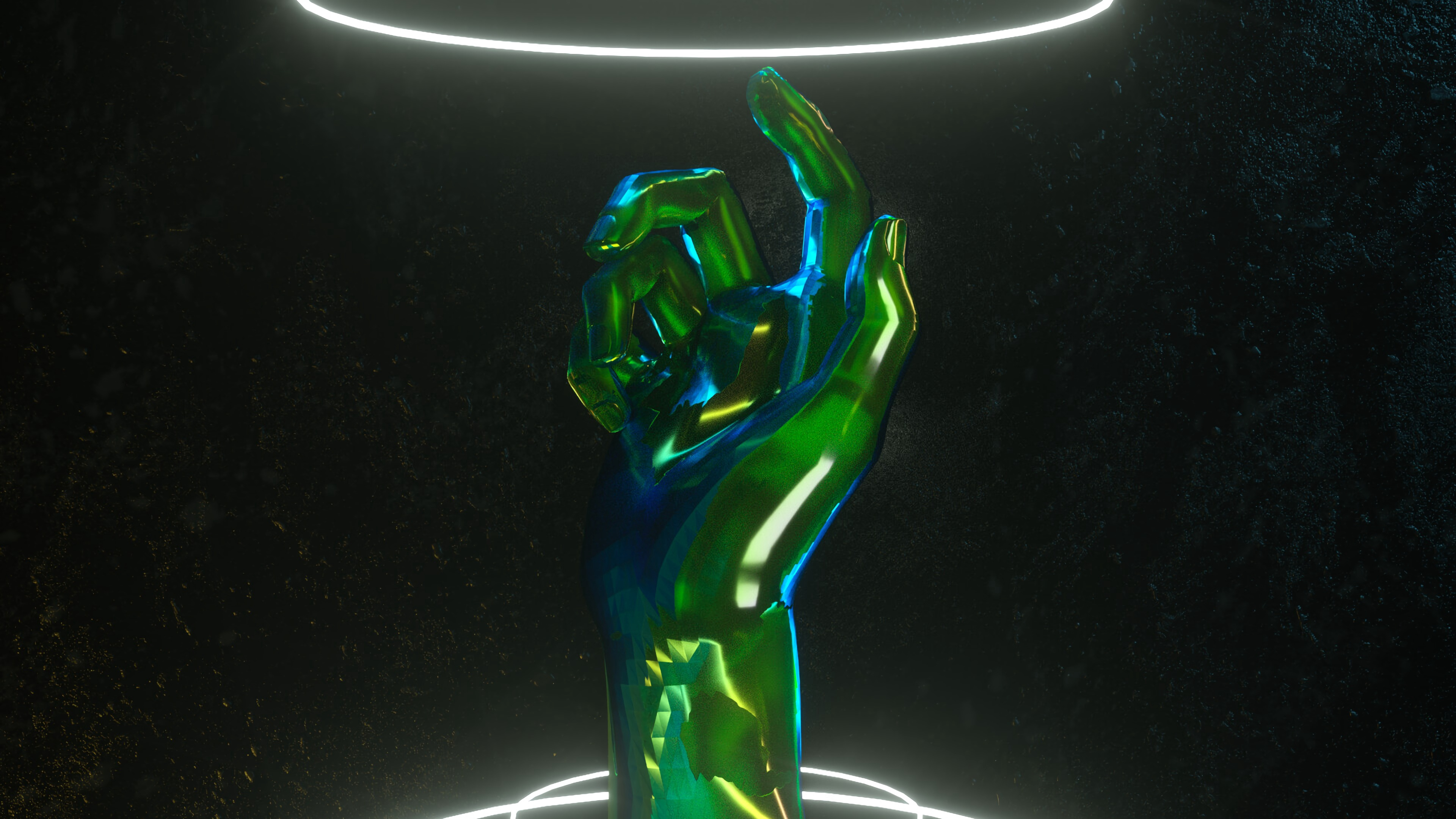 Grün-schwarze Drachenfigur. Wallpaper in 3840x2160 Resolution