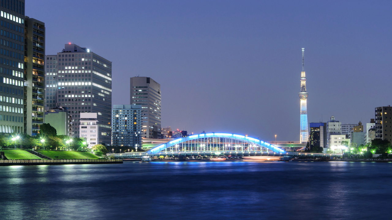 City Skyline During Night Time. Wallpaper in 1280x720 Resolution