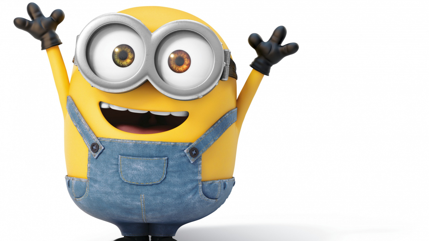 Minions Tenant un Bâton Noir et Jaune. Wallpaper in 1366x768 Resolution