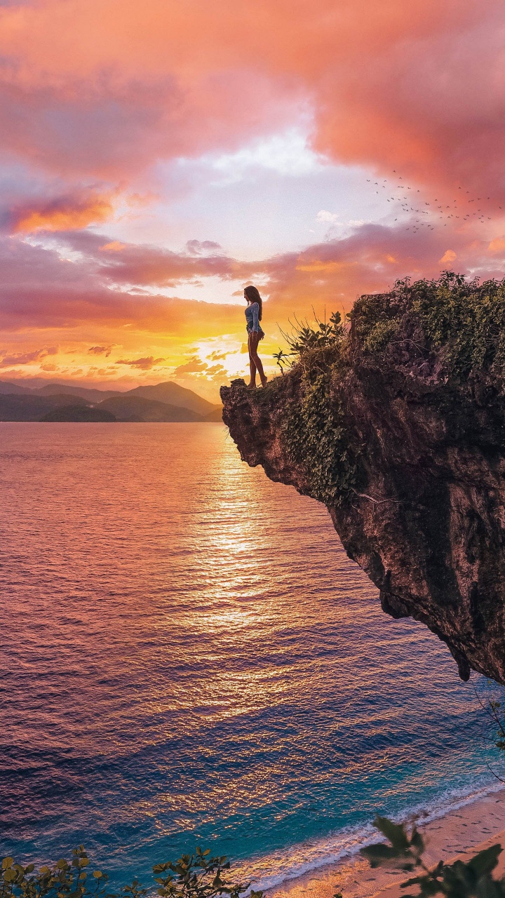 Coast, Sunset, Water, Cloud, Atmosphere. Wallpaper in 720x1280 Resolution