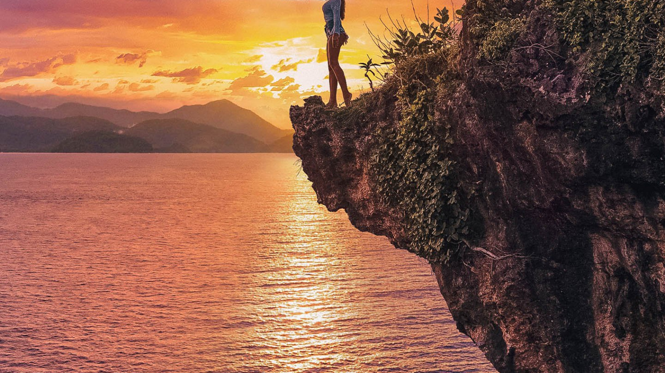 Costa, Puesta, Agua, Ambiente, Ecorregión. Wallpaper in 1366x768 Resolution